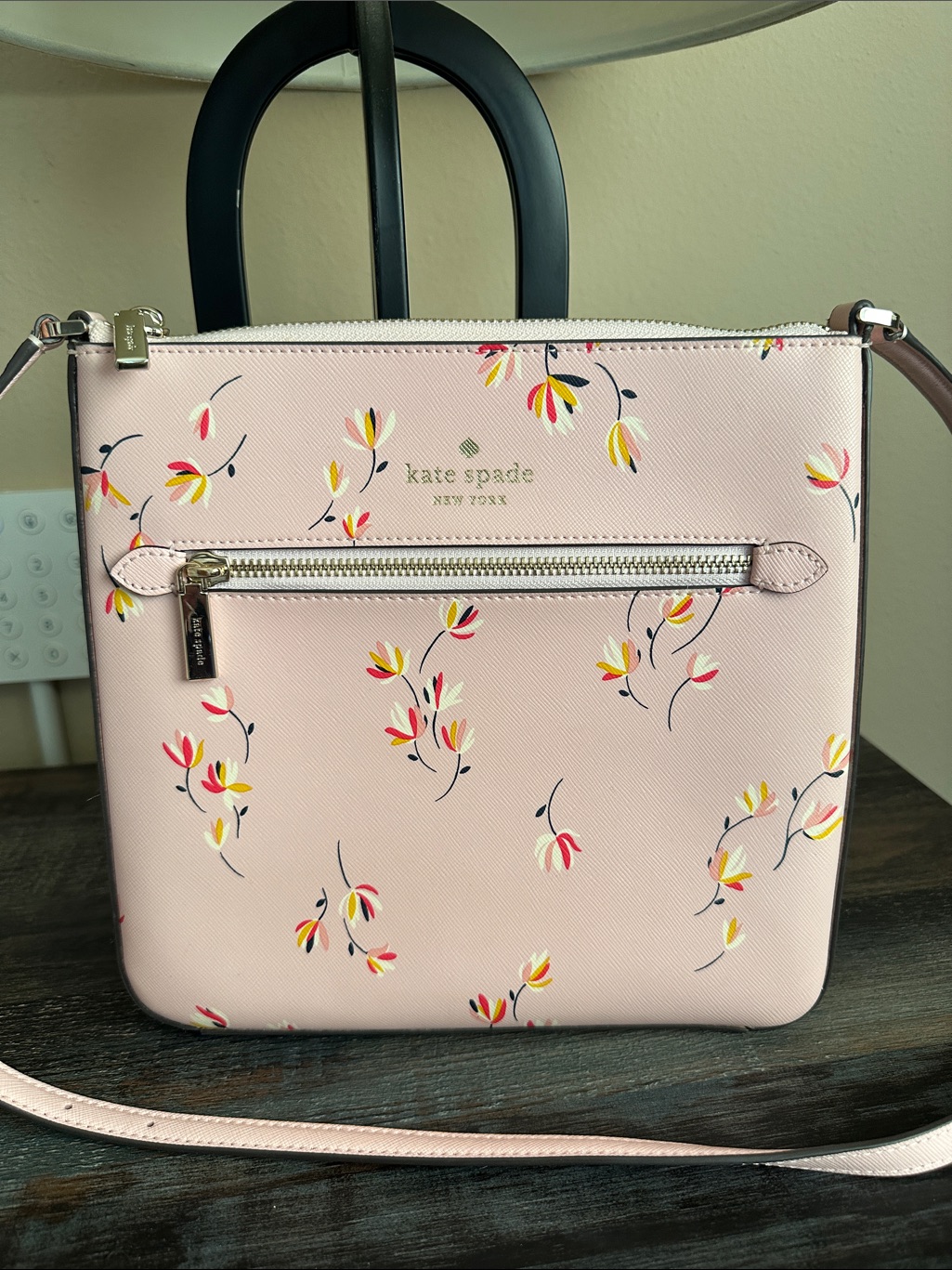 Kate Spade Pale Pink Floral Crossbody With Gold-Tone Hardware